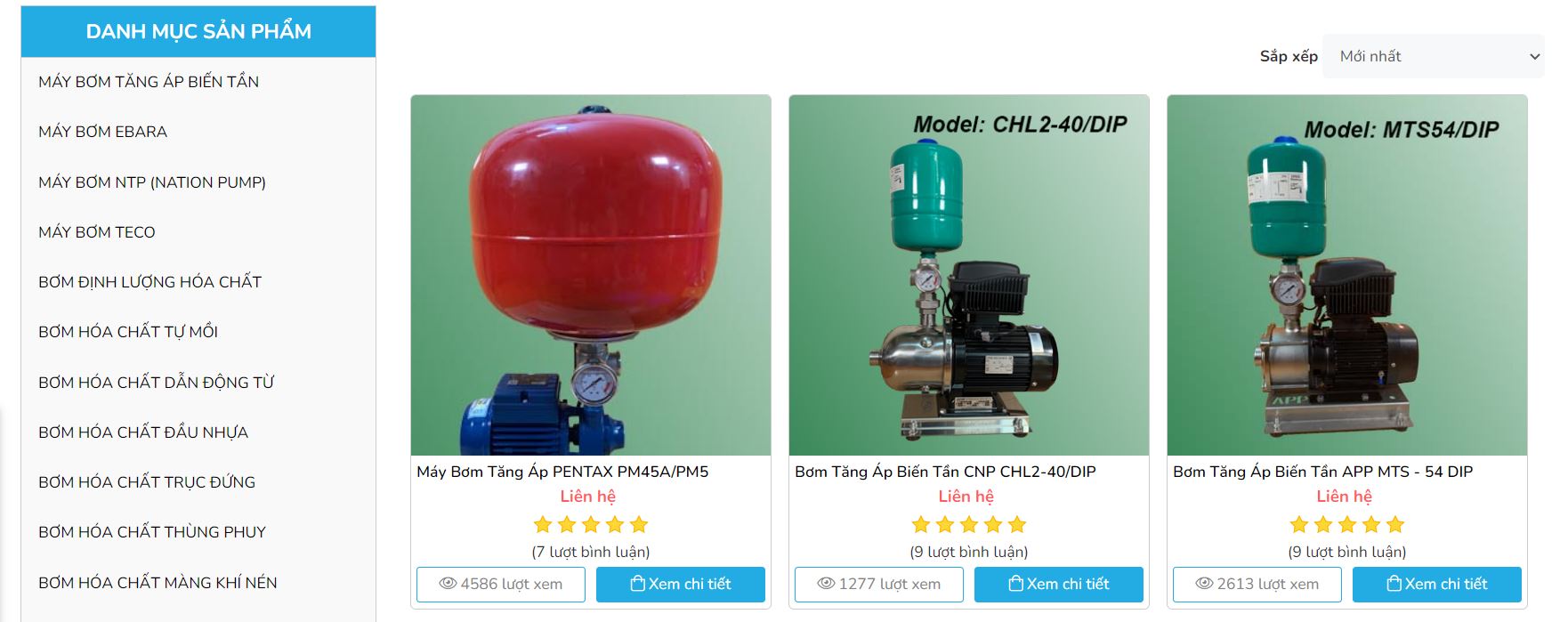 C&aacute;c sản phẩm m&aacute;y bơm tăng &aacute;p biến tần